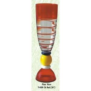    Rosella Red Vase Hand Blown Modern Glass Vase: Home & Kitchen