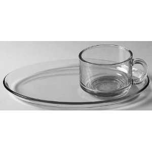 Anchor Hocking Presence Clear Snack Plate and Cup Set, Crystal 