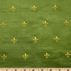  29 Wide Chinese Silk Brocade Fleur De Lis Green Fabric 