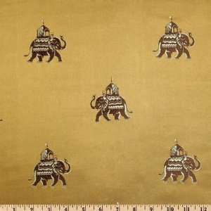  29 Wide Chinese Silk Brocade Elephants Almond Fabric By 