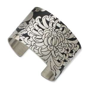   Stainless Steel Lotus Dreams Brushed Cuff Bangle: Chisel: Jewelry