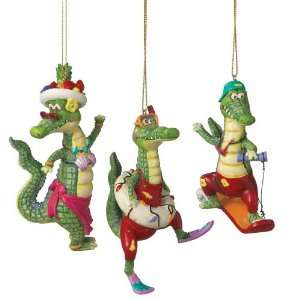  Alligator Fun Christmas Ornaments Set of 3: Home & Kitchen