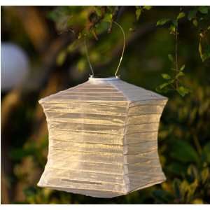  Soji Silk Solar Lantern   Square Pearl: Patio, Lawn 