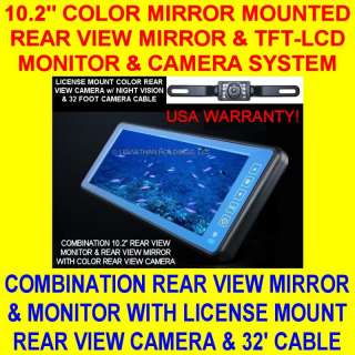 10.2 MIRROR MOUNT COLOR REAR VIEW BACKUP CAMERA SYSTEM LICENSE CAR 