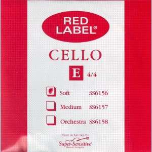Super Sensitive Cello E Red Label 4/4 Size Soft Nickel, SS615 4/4S 