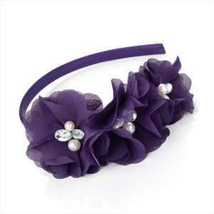    Purple Triple Flower Fabric Headband/Fascinator AJ22298 Beauty