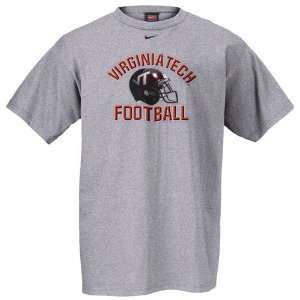  Nike Virginia Tech Hokies Grey Football Helmet T shirt 