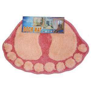  Foot Prints Pink Shaggy Accent Floor Rug Door Mat