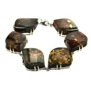   Honey Amber and Sterling Silver Double Cicle of Trust Bracelet 7.5
