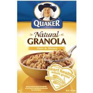 Quaker Natural Oats and Honey 14oz   4 Unit Pack  Grocery 