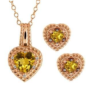  3.11 Ct Heart Shape Yellow Citrine Gemstone 14k Rose Gold 