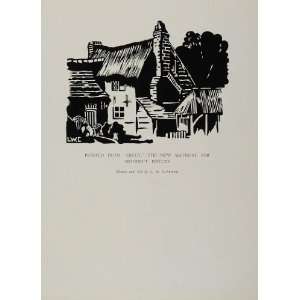 1933 Print Woodcut L. W. Clapham Cottage House B/W   Original Print