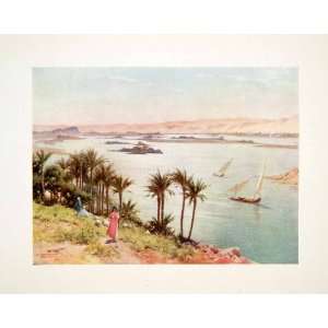  1906 Color Print Second Cataract Aswan Isle Nile River 