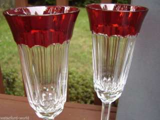 Waterford SIMPLY RED RUBY FLUTES CASED CRYSTAL NEW BOX  