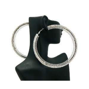   Wives PAParazzi Rhinestone Hoop Earrings Silver HE1052R CLR Jewelry