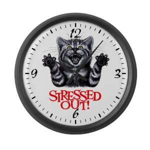  Large Wall Clock Stressed Out Cat 