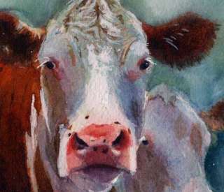 PRINT Cow Hereford Farm Painting Art Matriarch steer  