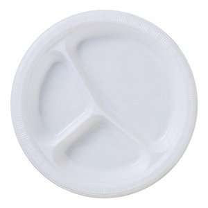  Bright White (White) Plastic Divided Dinner Plates: Health 