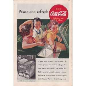 1938 Coca Cola Ad Teenage Girls Drive In Original Coke Ad 