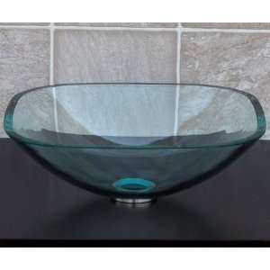   Square Glass Vessel Vanity Sink with free drain/ring 