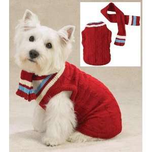  Z & Z Cable Knit Varsity Sweater Xlg Red: Pet Supplies
