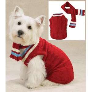  Z & Z Cable Knit Varsity Sweater Xlg Red