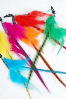 CLIP IN FEATHER HAIR EXTENSION BRIGHT GRIZZLY COLOR NEW  