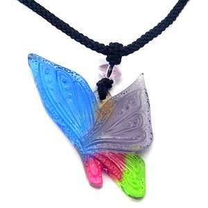  Liuli Butterfly of Health Glass Pendant Necklace 