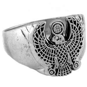    Egyptian Jewelry Silver Horus Falcon Ring   Size 6 Jewelry