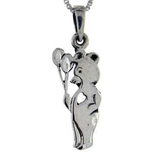  925 Sterling Silver Bear Pendant (w/ 18 Silver Chain), 1 