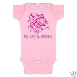 iron maiden pink baby onsie romper shirt clothes gear  