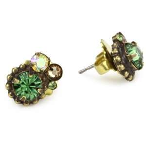  Sorrelli Water Lily Crystal Cluster Gold Tone Stud 