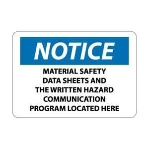 N296PB   Notice, Material Safety Data Sheet and The Written Hazard 