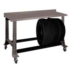 Tire Cart W/ Painted Steel Bench Top 54 1/2W X 25 5/8D X41H Pewter 