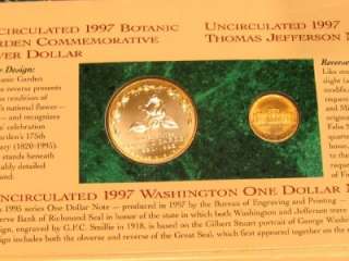 1997 BOTANIC GARDEN COINAGE AND CURRENCY SET AS RECEIVED FROM U.S 