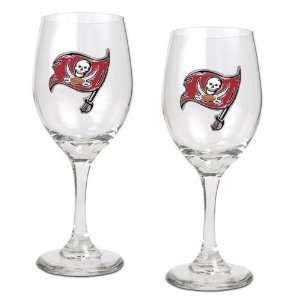   Buccaneers NFL 2pc Wine Glass Set   Primary Logo