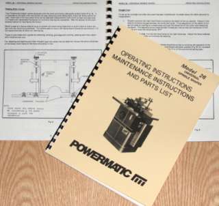 POWERMATIC Model 26 Shaper Instruction & Part Manual  