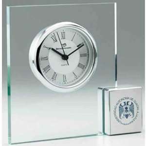  Congruence   Square shape clear glass desk clock with 