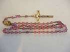 SILVER CRYSTAL ROSARY PINK NEW 15 off combined ship  