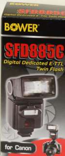 Bower SFD885C Digital E TTL Twin Flash F Canon 7D T2I  