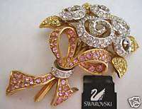 Signed Swan Swarovski 1998 Compassion Bouquet Brooch/Pin  