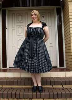Black Polka Dot Archize 50s Pin Up Girl Rockabilly Party Dress  