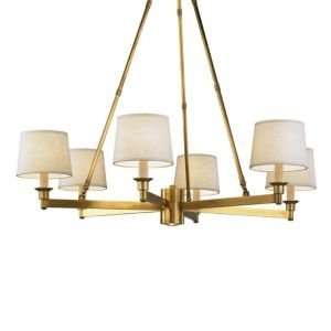  Uppark 6 Light Chandelier with Drum Shades by Robert Abbey 