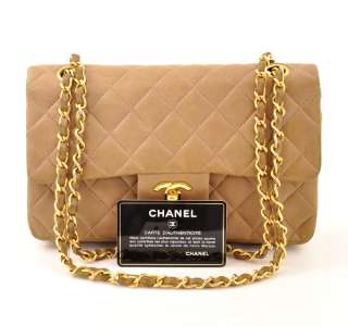 Authentic Chanel Quilted Brown leather 2.55 9 shoulder bag gold Chain 