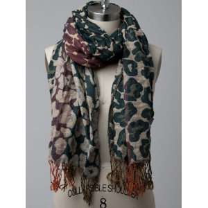   Animal Printed And Crinkle Scarf GREEN: Computers & Accessories