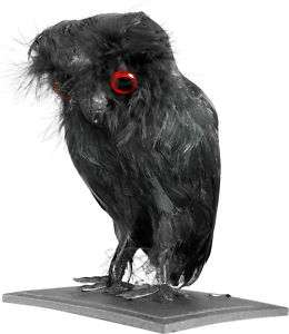 FAKE BLACK OWL BIRD SCARY HALLOWEEN PROP DECORATION  