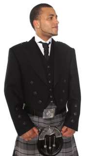 Scottish Kilt Jacket Prince Charlie Black Button Style  