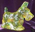 Mosser Scottie Dog Vaseline Carnival Solid Glass Scotti