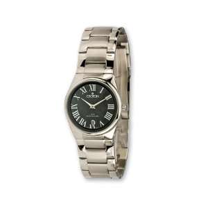  Croton Ladies Stainless Steel Quartz Black Dial Watch 