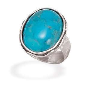 925 Sterling Silver and Large Turquoise Ring Size Available 7,8 